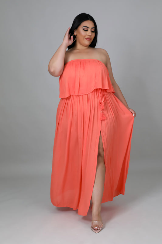 "Madrid" Plus Size Strapless Back Cutout Dress.