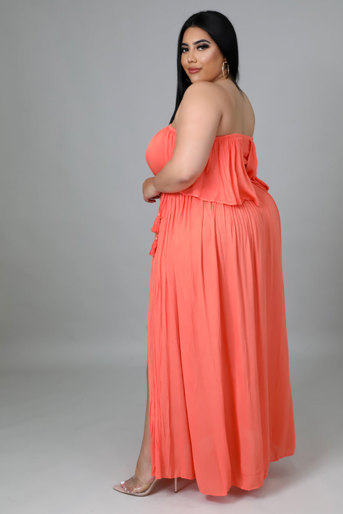 "Madrid" Plus Size Strapless Back Cutout Dress.