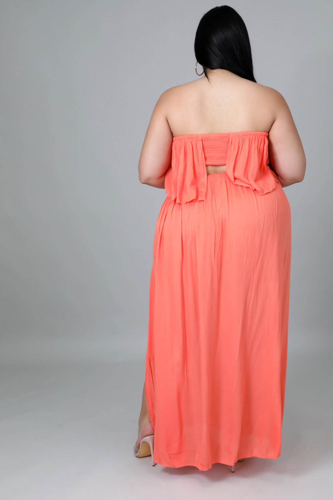 "Madrid" Plus Size Strapless Back Cutout Dress.