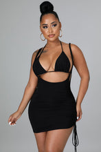 Load image into Gallery viewer, &quot;I&#39;m In The City&quot; Bikini Top &amp; Overall Skirt Set.
