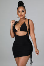 Load image into Gallery viewer, &quot;I&#39;m In The City&quot; Bikini Top &amp; Overall Skirt Set.

