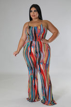 Load image into Gallery viewer, &quot;Proceed With Caution&quot; Plus Size Printed Strap Shoulder Jumpsuit.
