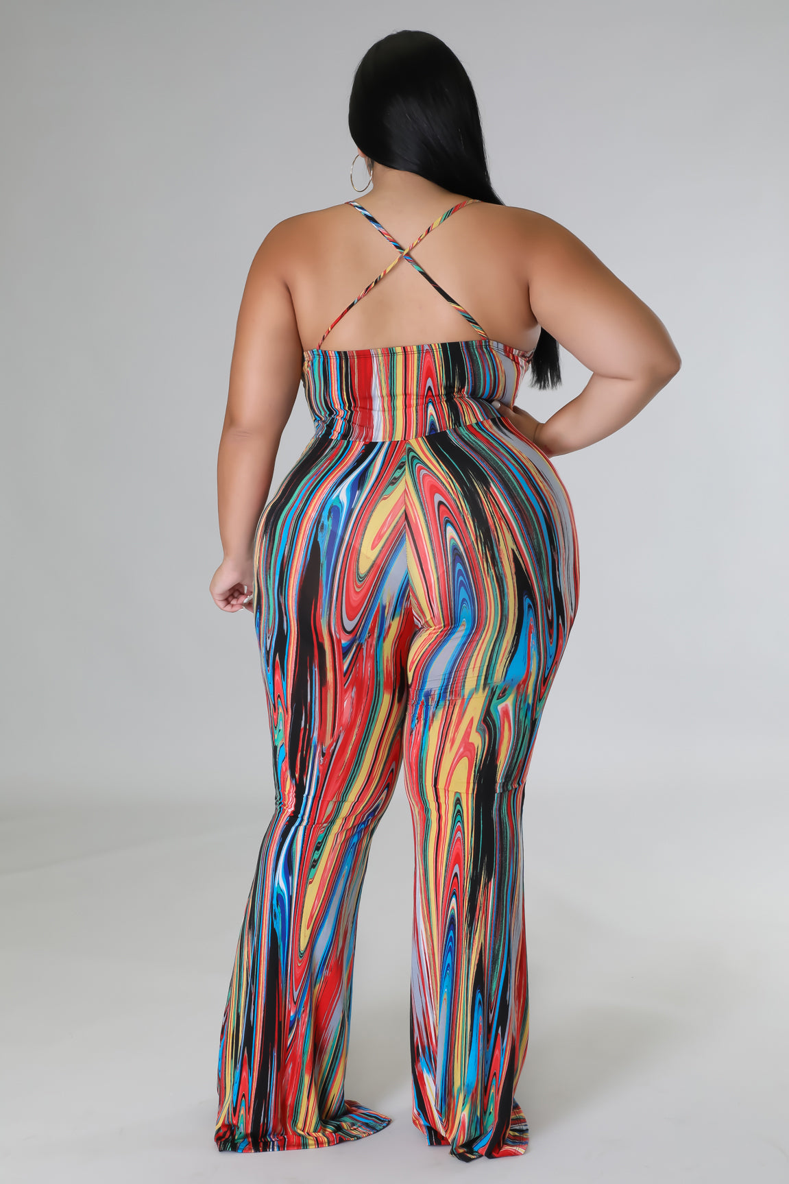 "Proceed With Caution" Plus Size Printed Strap Shoulder Jumpsuit.