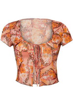 Load image into Gallery viewer, &quot;Kissed By The Sun&quot; Short Sleeve Mesh Butterfly Print Top. 
