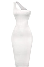 Load image into Gallery viewer, &quot;White On White&quot; One Shoulder Back Cutout Midi Dress.
