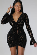 Load image into Gallery viewer, &quot;Cuff It&quot; V Neck Sheer Mini Dress.
