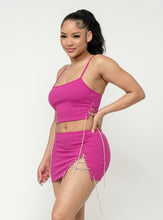 Load image into Gallery viewer, &quot;No Rules&quot; Criss Cross Side Shoe String Top &amp; Skirt Set. 

