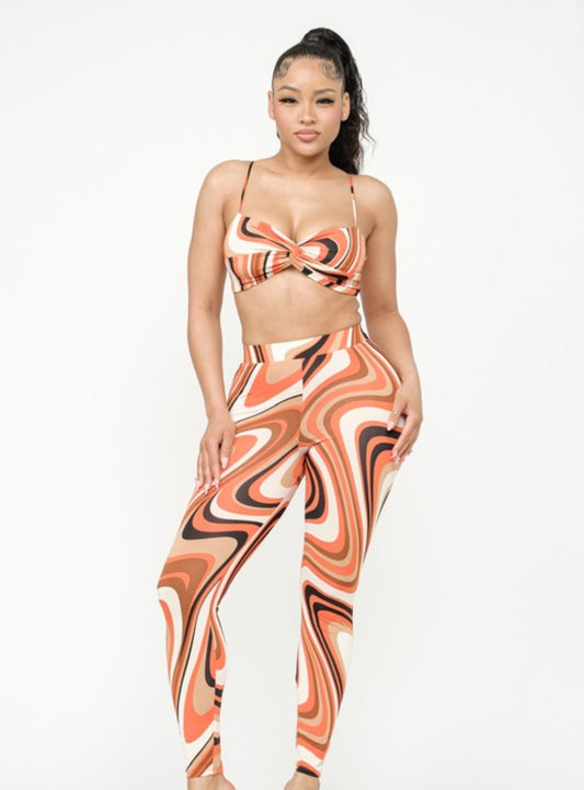 "One More Shot" Twist Bra Top & Leggings Set.