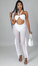 Load image into Gallery viewer, &quot;Moon Flower&quot; Halter Top Jumpsuit With Side Ruffle. 
