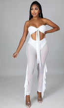 Load image into Gallery viewer, &quot;Moon Flower&quot; Halter Top Jumpsuit With Side Ruffle. 
