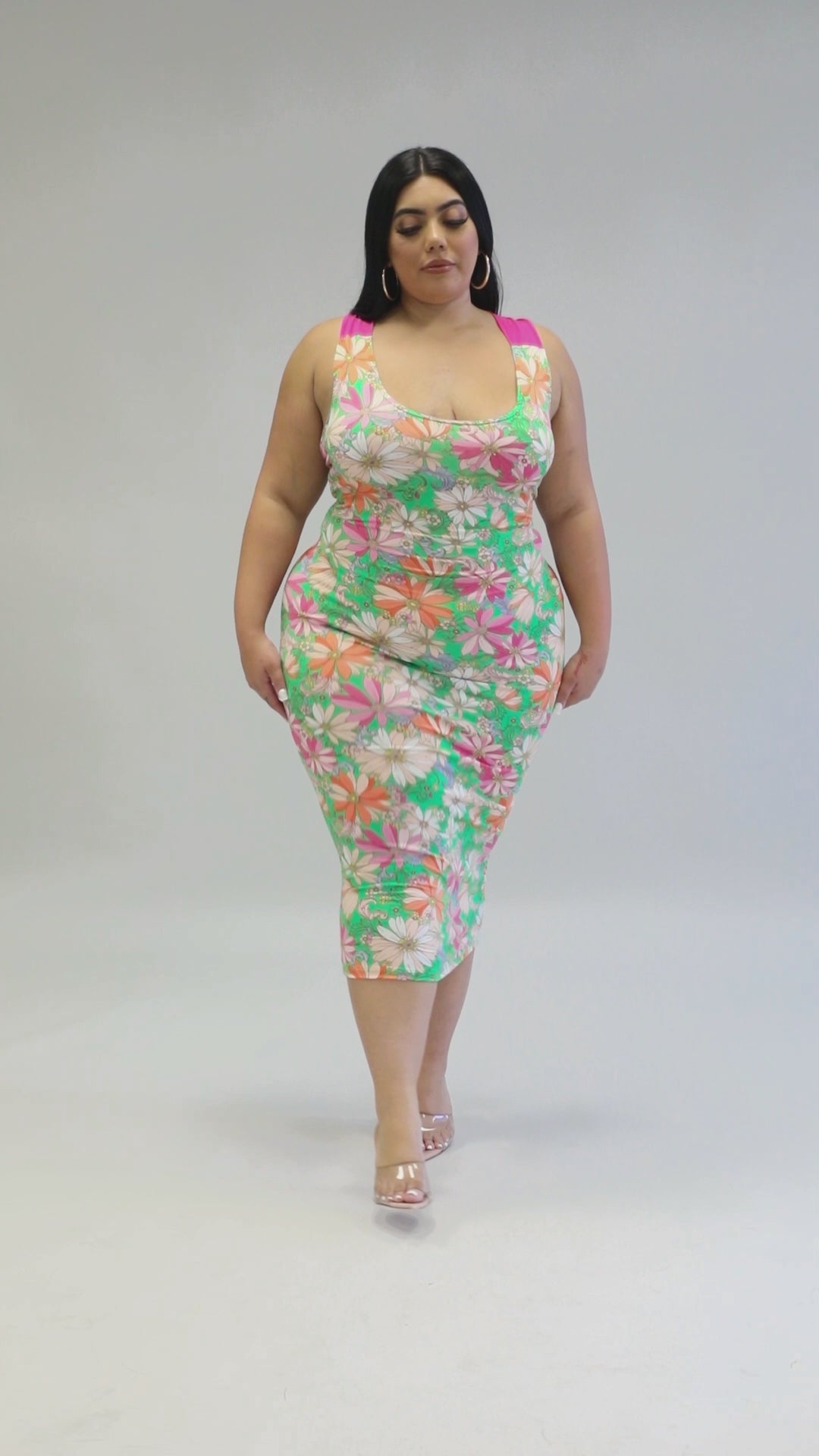 "Feeling The Sunshine" Plus Size Open Back Tie Midi Dress.