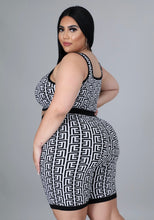 Load image into Gallery viewer, &quot;The Link Up&quot; Plus Size Printed Crop Top &amp; Biker Shorts Set.
