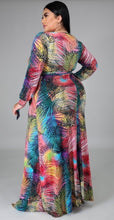 Load image into Gallery viewer, Floral Fantasy” Firework &amp; Floral Print Plus Size Maxi Dress. 
